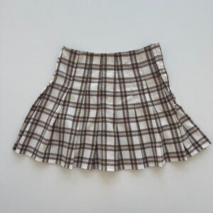 H&M Brown Plaid Pleated Skirt